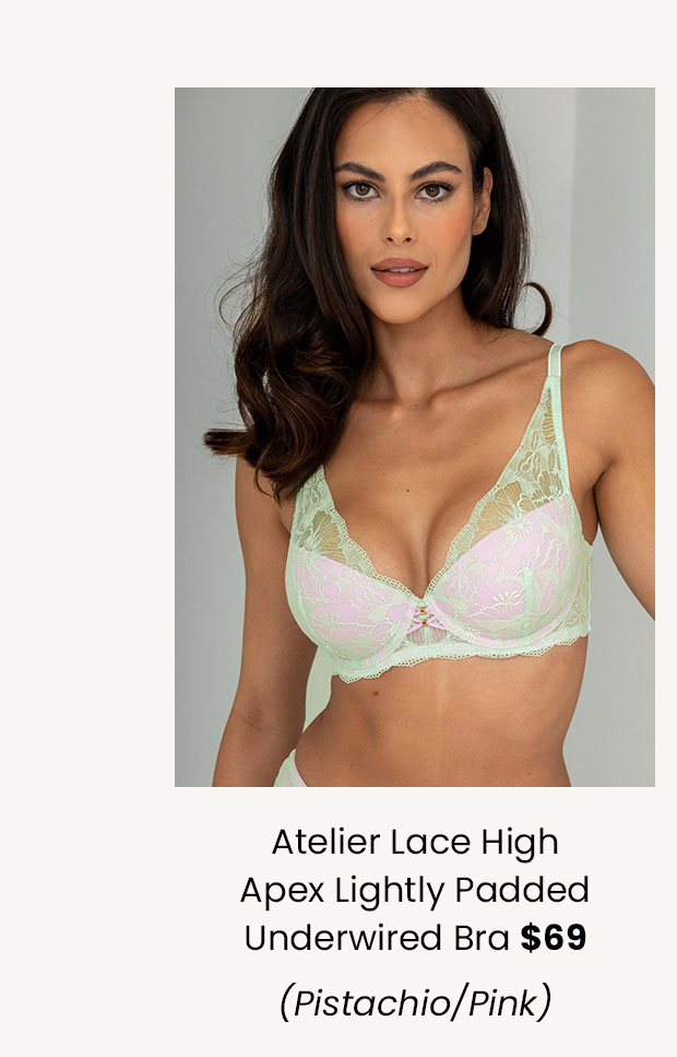 Atelier Lace High Apex Lightly Padded Underwired Bra - Pistachio/Pink