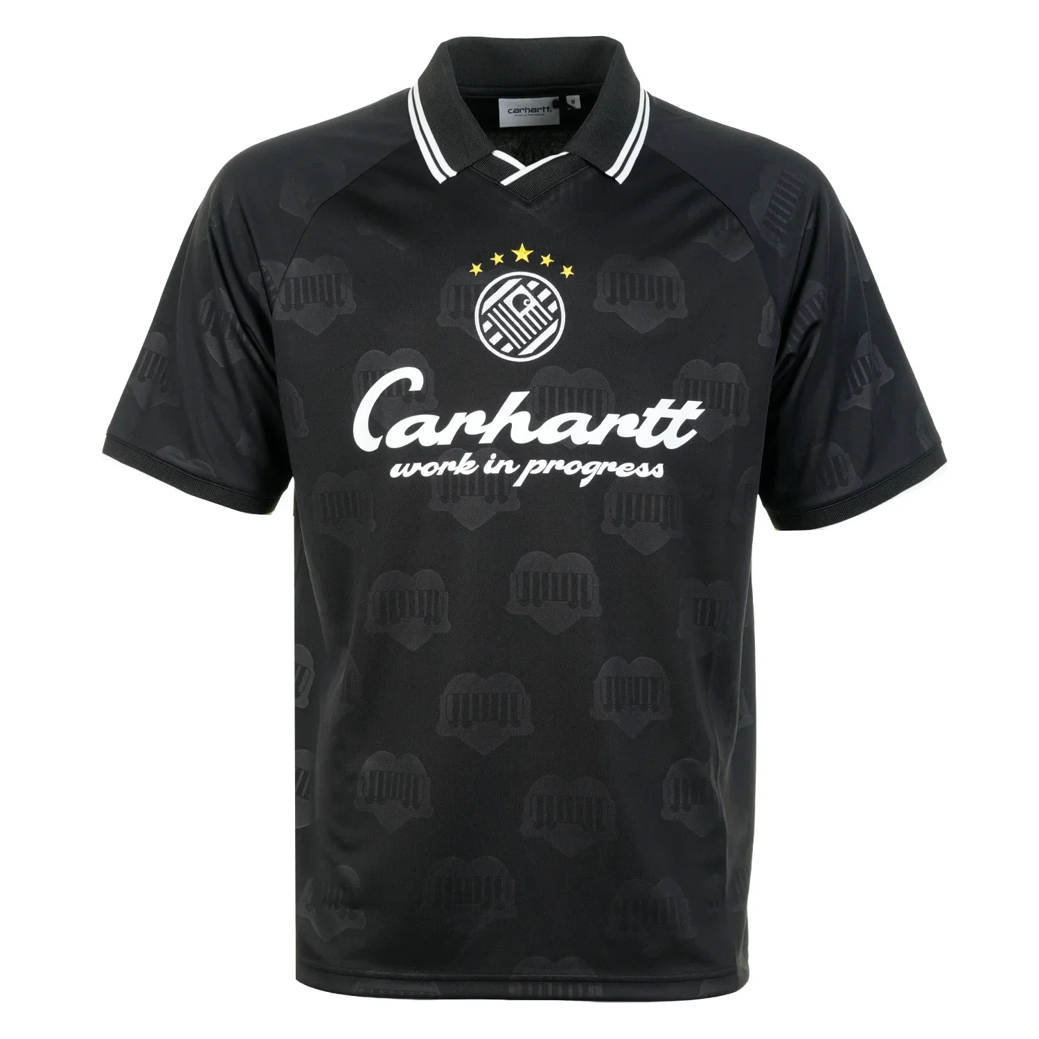 Image of CARHARTT WIP<BR>Terrace Football T Shirt Heart Train Jacquard Black