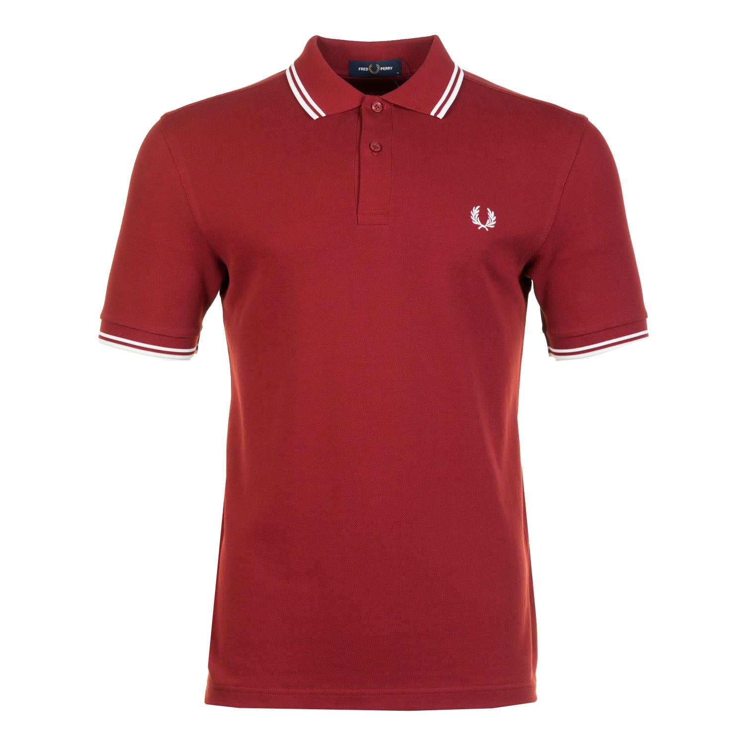 Image of FRED PERRY<BR>Short Sleeve Twin Tipped Polo Shirt Burnt Red