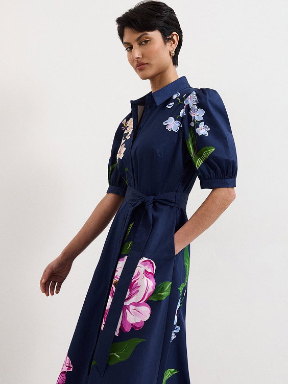 Kerrie Navy Floral Shirt Dress