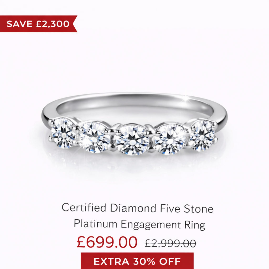 Versa Certified Lab Grown Diamond Five Stone Platinum Engagement Ring