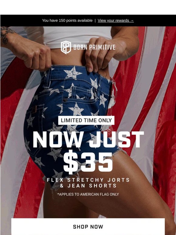 Last Call for $35 American Flag Jean Shorts