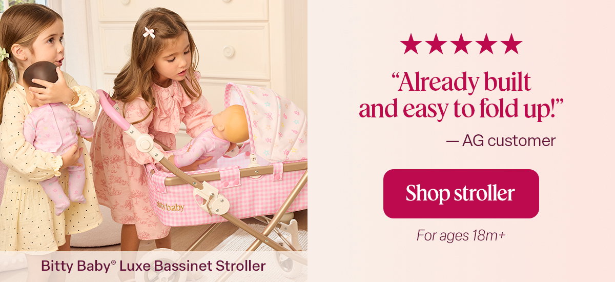 Bitty Baby® Luxe Bassinet. StrollerShop stroller. 18m+