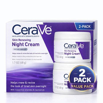 CeraVe Skin Renewing Night Cream, 1.7 oz (2-Pack)