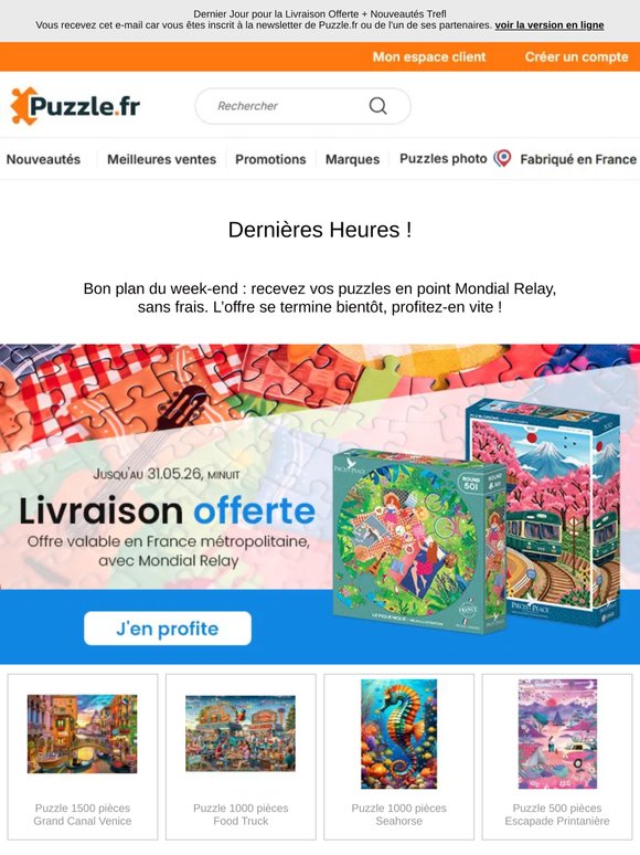 Dernier Jour pour la Livraison Offerte + Nouveautés Trefl