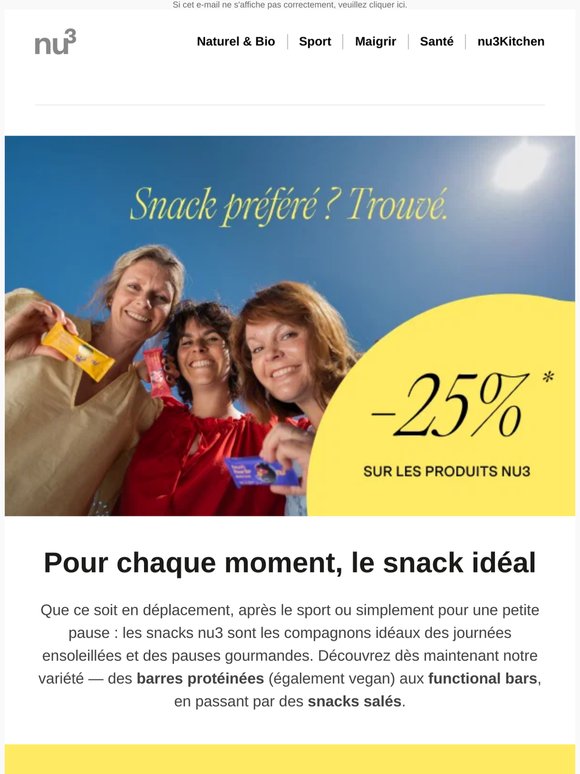 —, profitez de 25 % de réduction sur vos snacks préférés