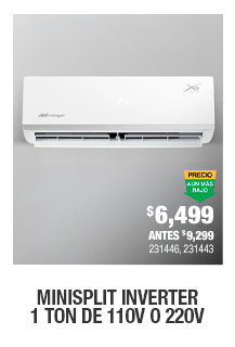 Minisplit Inverter 1 ton de 110V o 220V