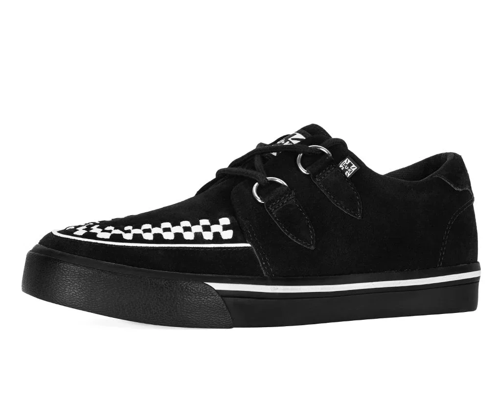 Image of Black Suede White Interlace Sneaker