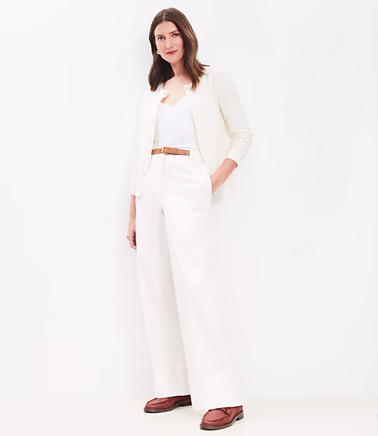 Faux Leather Belted Stovepipe Pants in Twill