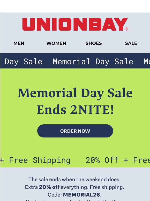 Last Chance! 20% Off + Free Shipping