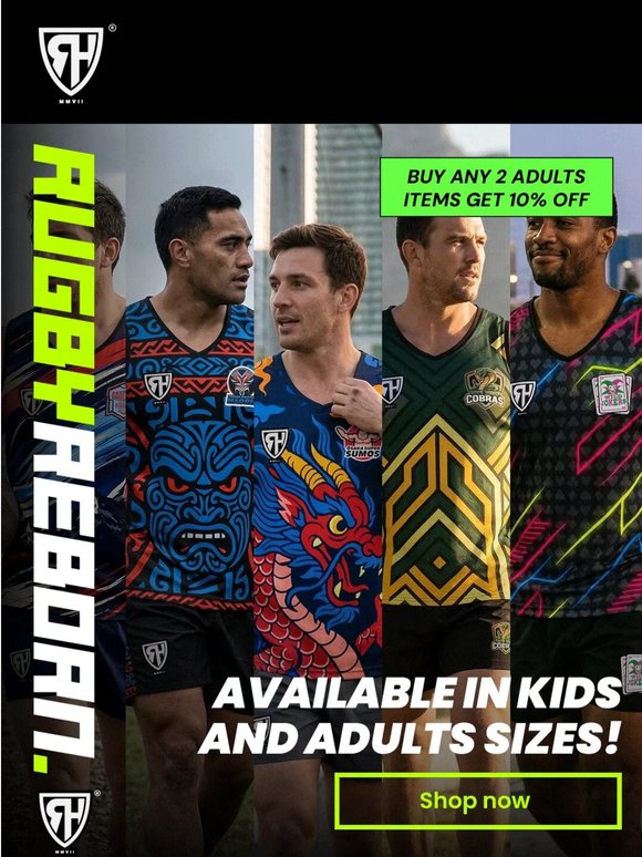 Buy 2 get 10% off RHMMVII 🏉
