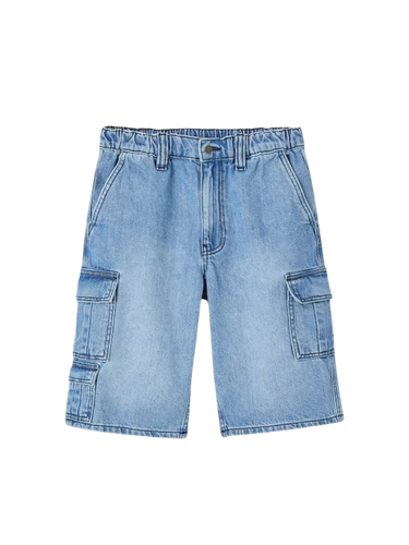 Jungen Jeans-Bermudas Skater, Bundweite verstellbar JONEN - gebleicht