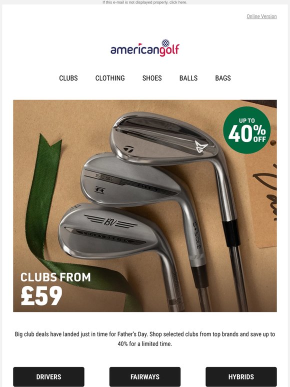 Save up to 40% on clubs