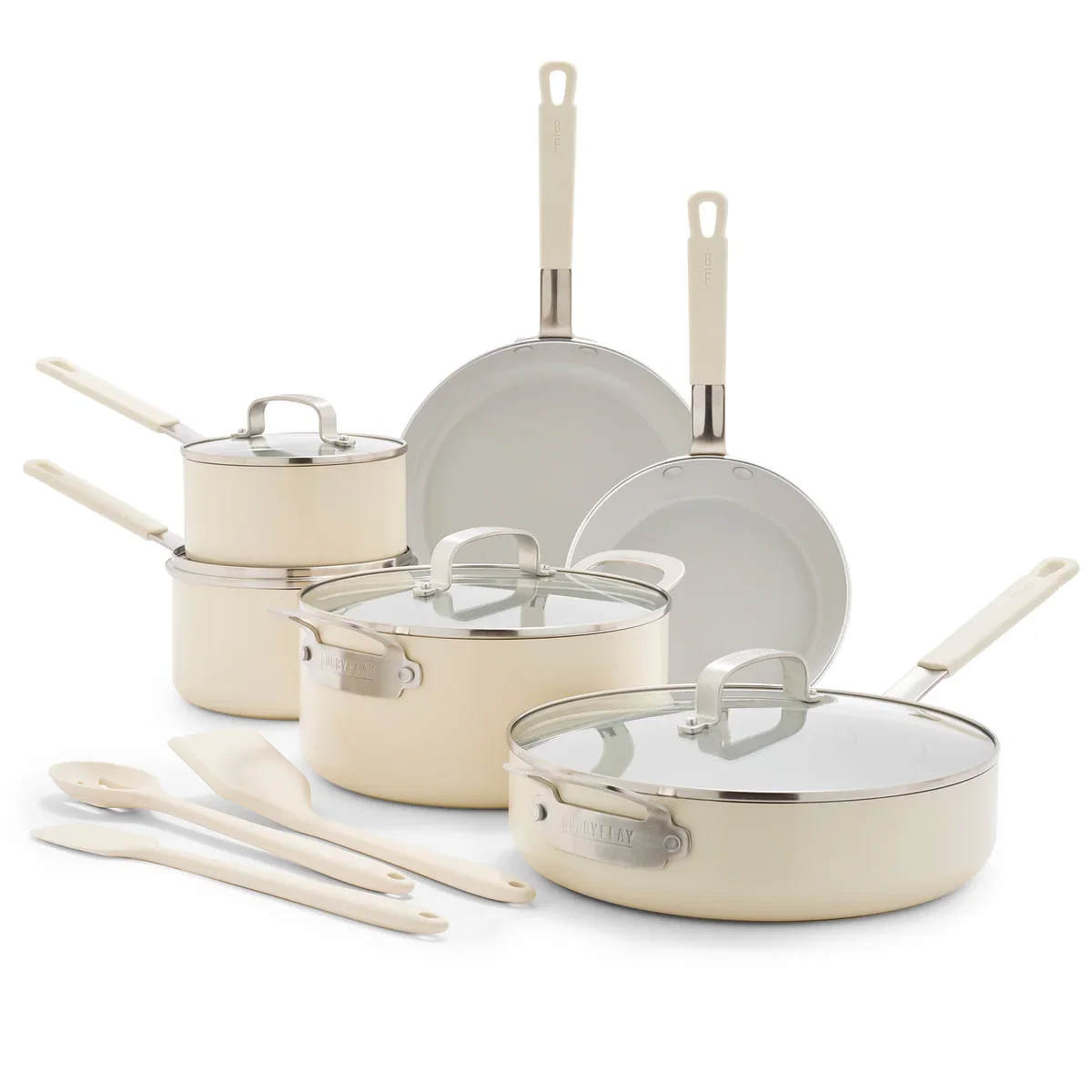 Image of Bobby Flay by GreenPan Professional Ceramic Nonstick 13-Piece Cookware Set | Cream