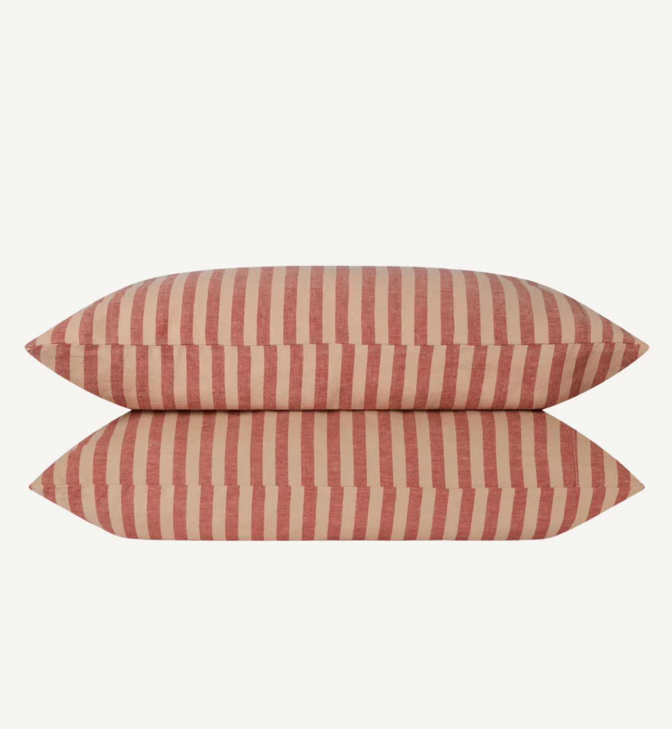 Sandstone Red Pembroke Stripe Linen Blend Pillowcases (Pair)