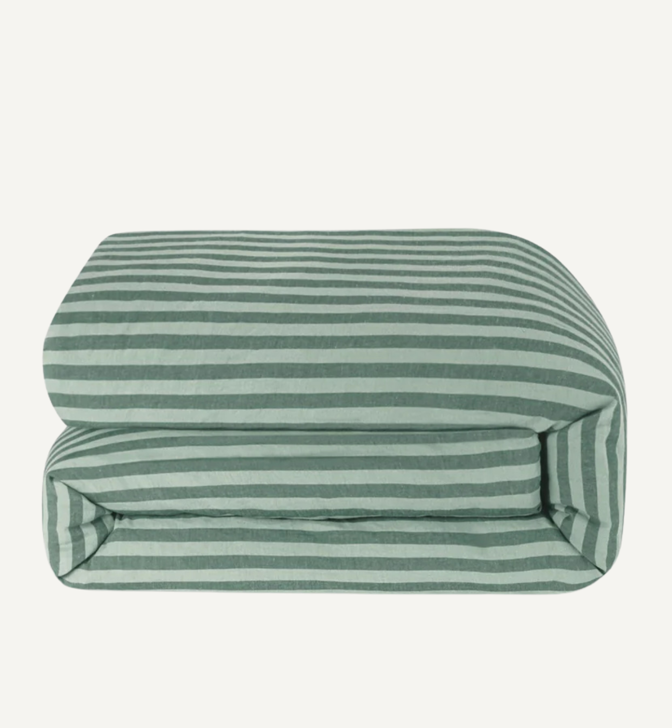 Pine Green Pembroke Stripe Linen Blend Duvet Cover