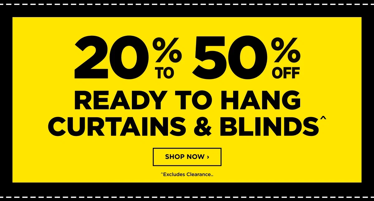 20% to 50% Off Ready to hang curtain & Blinds