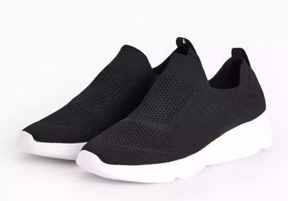 Black Knitted Slip On Trainers - Sizes 6, 7, 8 - Free C&C