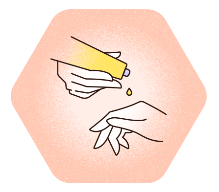 Illustration von Händen mit Creme – Symbol für Hautpflege und Schutz.