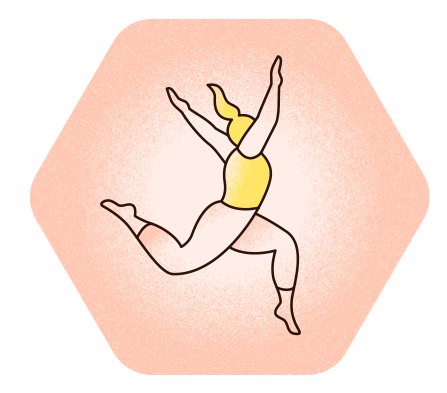 Illustration einer springenden Person – Symbol für Bewegung und Aktivität.