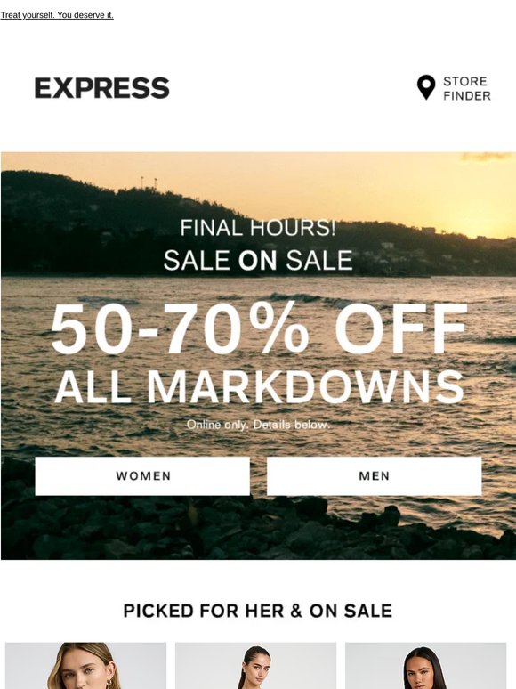 Final hours! 50-70% OFF ALL MARKDOWNS