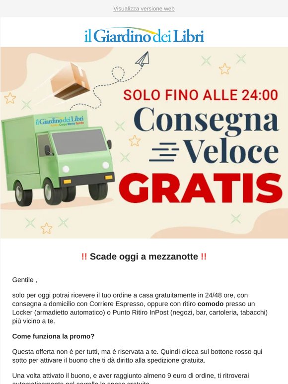 (ULTIMO GIORNO) Per te la Spedizione è GRATUITA