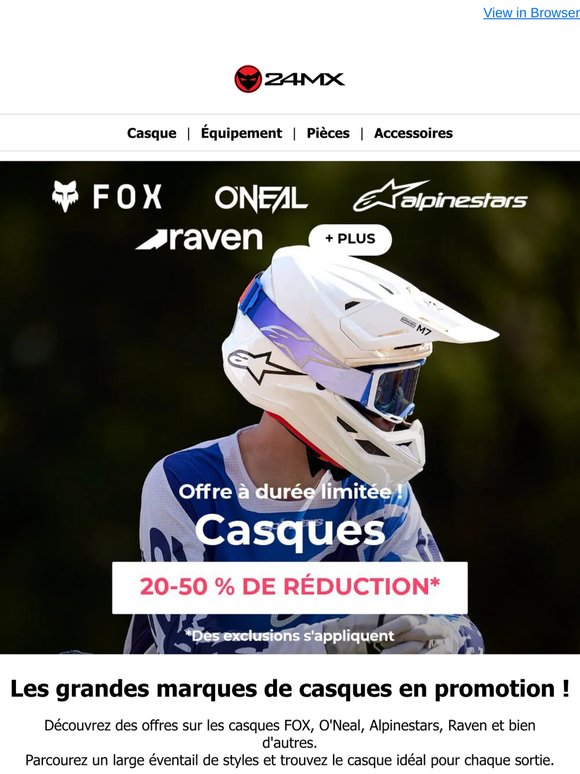 Casques : de 20 à 50 % de remise*
