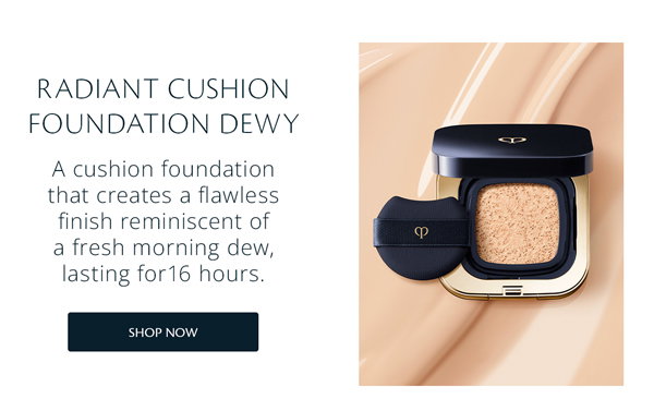 RADIANT CUSHION FOUNDATION DEWY A cushion foundation that creates a flawless finish reminiscent of a fresh morning dew, lasting for 16 hours.
