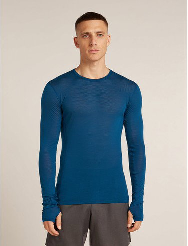 Merino Blend 75 Cool-Lite™ Featherlight™ Long Sleeve Crewe Thermal Top - Atlantis / M