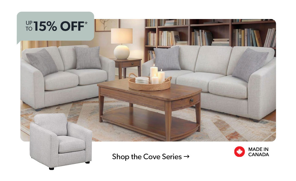 Up to 15 percent off Cove sofa, loveseat and accent chair. click to shop the series. 