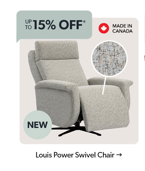 Buy more save more. Up to 15 percent off furniture. Louis Power Swivel Chair. Click to shop now.
