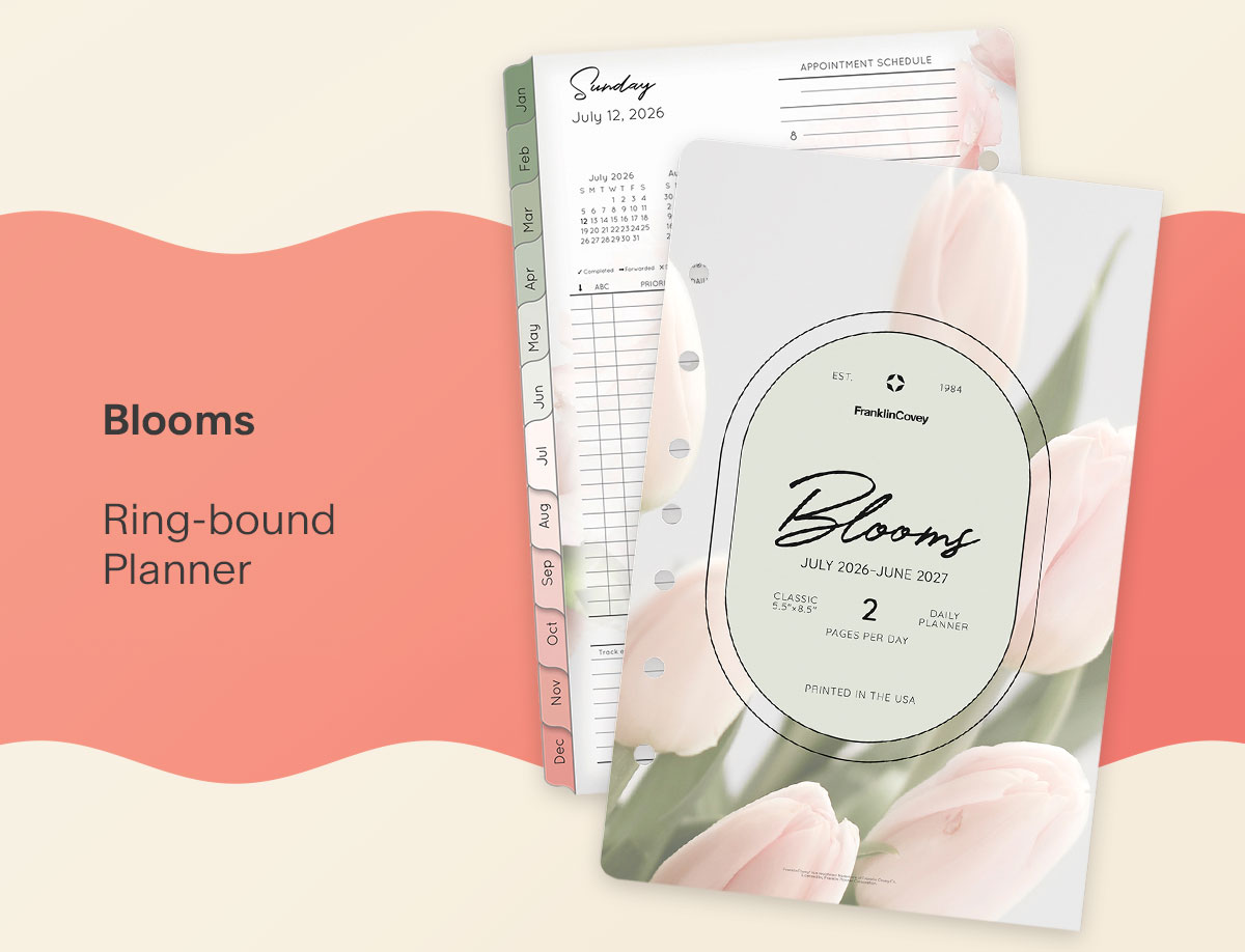 Blooms Two Page Per Day Ring-bound Planner.