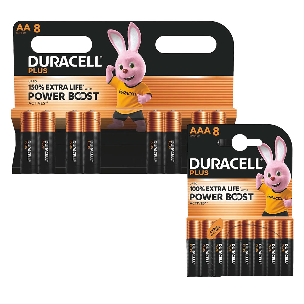 Duracell Plus Power Boost AA & AAA Alkaline Batteries - Pack of 8 - From £7.99