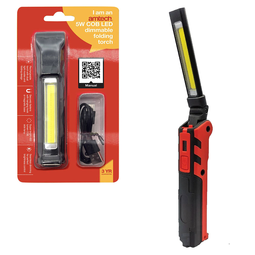 Amtech 5W COB LED Dimmable Folding Torch - £18.99 delivered