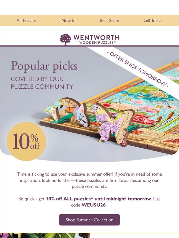 Ends tomorrow: 10% off ALL puzzles