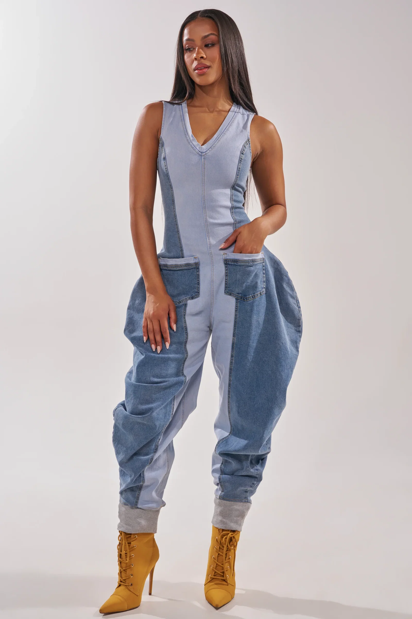 Image of TALK OF THE STREET DENIM JUMPSUIT