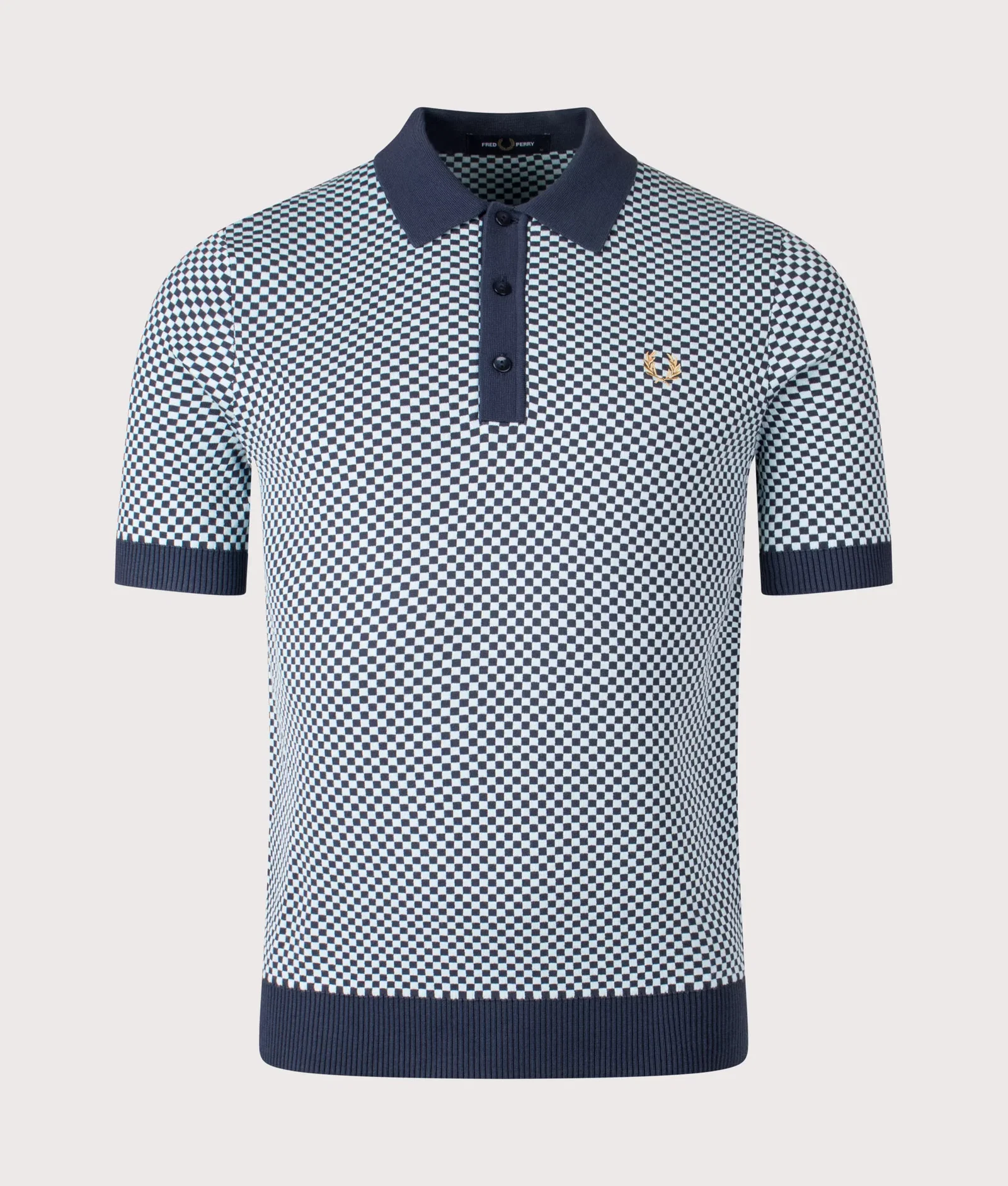Chequerboard Knitted Polo Shirt