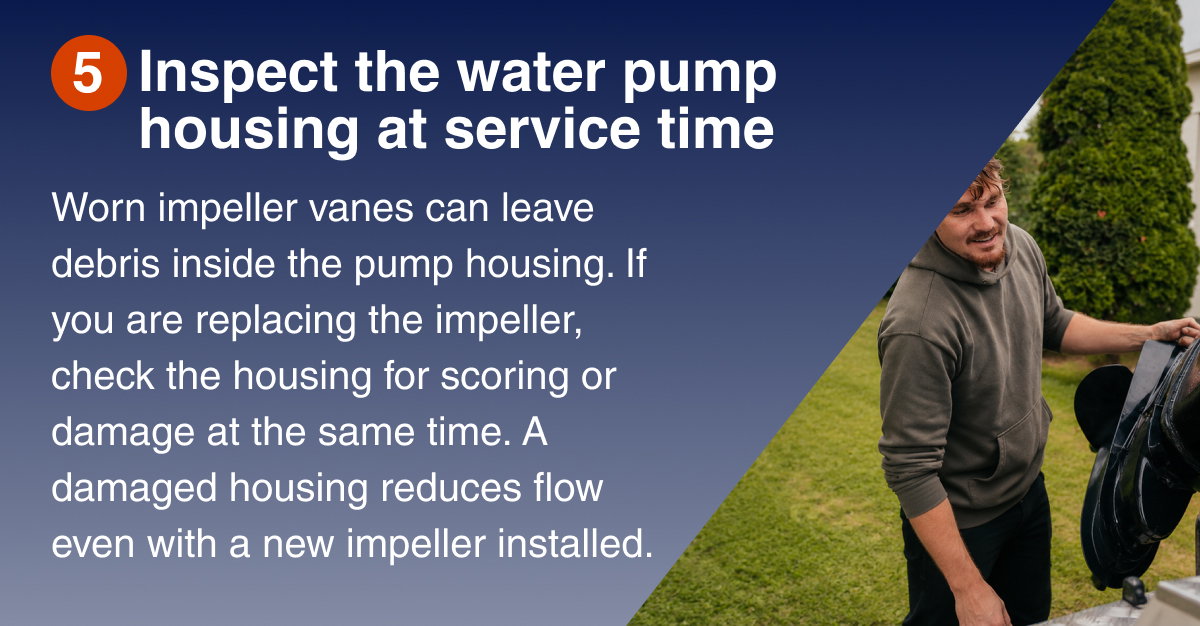 Inspect the water pump housing at service time