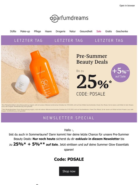 Letzte Stunden: bis zu 25% + 5% auf Sale