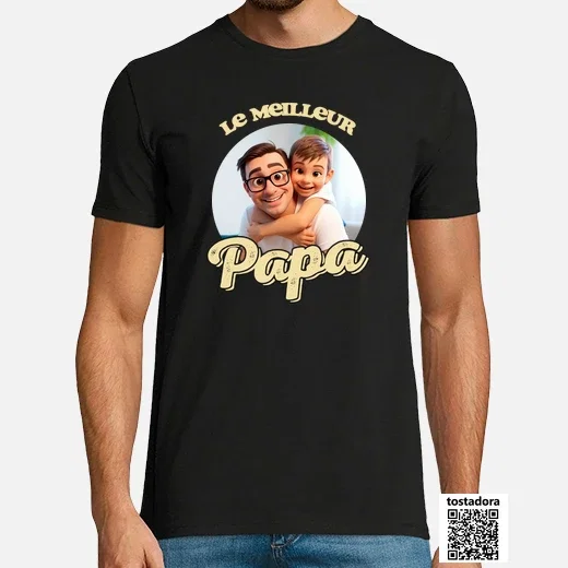 Tee-shirt effet animation 3d le meilleur papa t-shirt photo personnalisable | tostadora