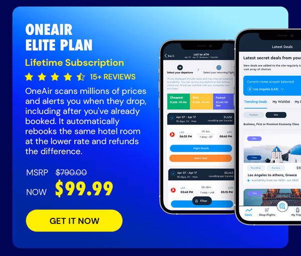 OneAir Elite Plan: Lifetime Subscription (Save Big on Flights, Hotels & More)