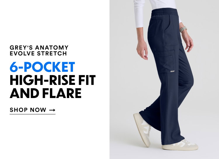 Grey's Anatomy Evolve Stretch | 6-Pocket High-Rise Fit and Flare | Shop Now