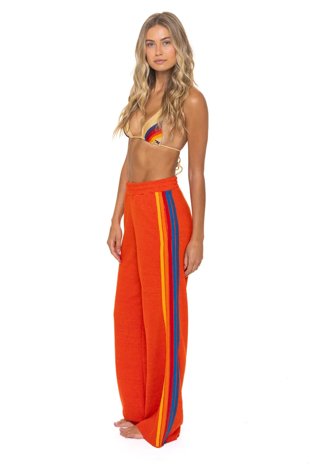Image of 5 STRIPE WIDE LEG POCKET SWEATPANTS - VINTAGE ORANGE