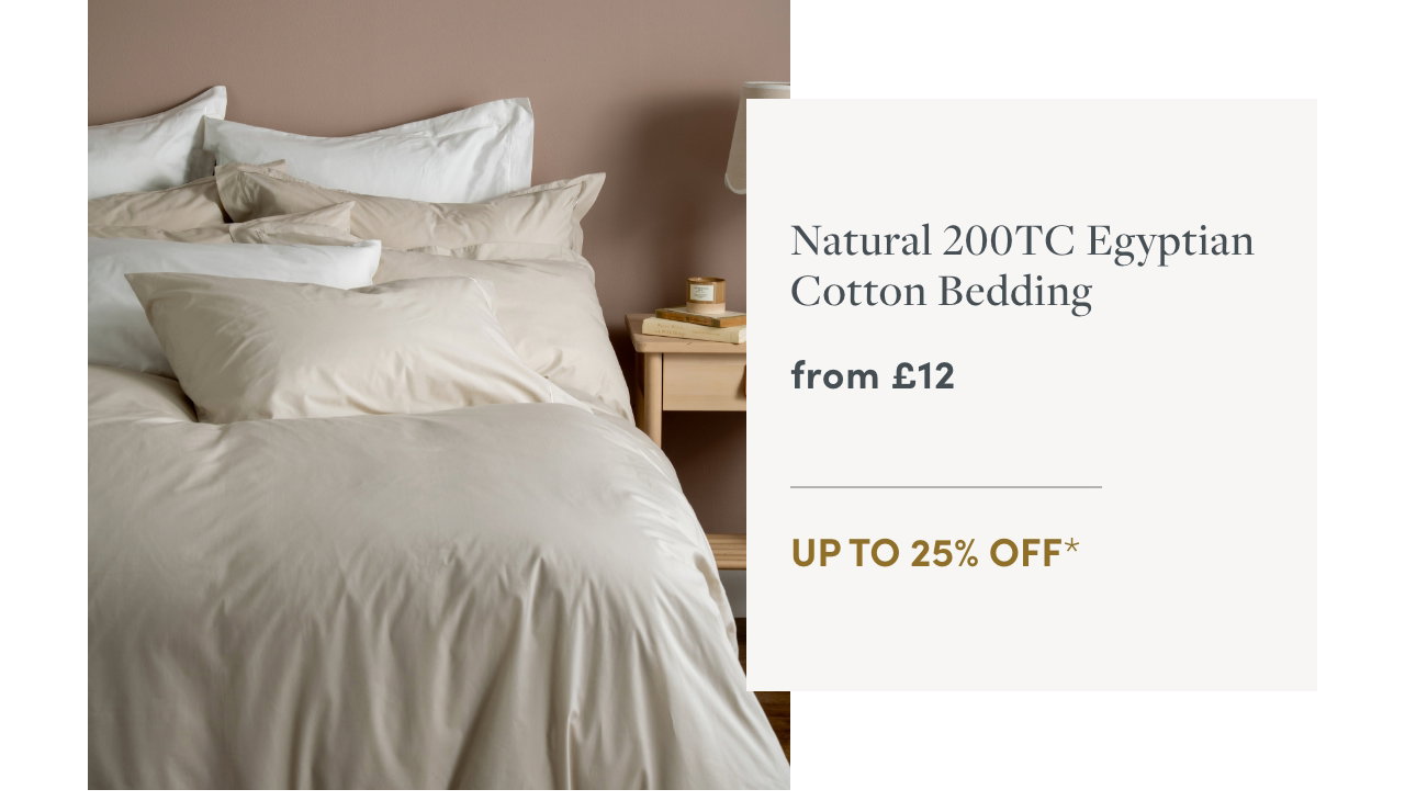 Natural 200 Thread Count Egyptian Cotton Bedding & Bed Sheets