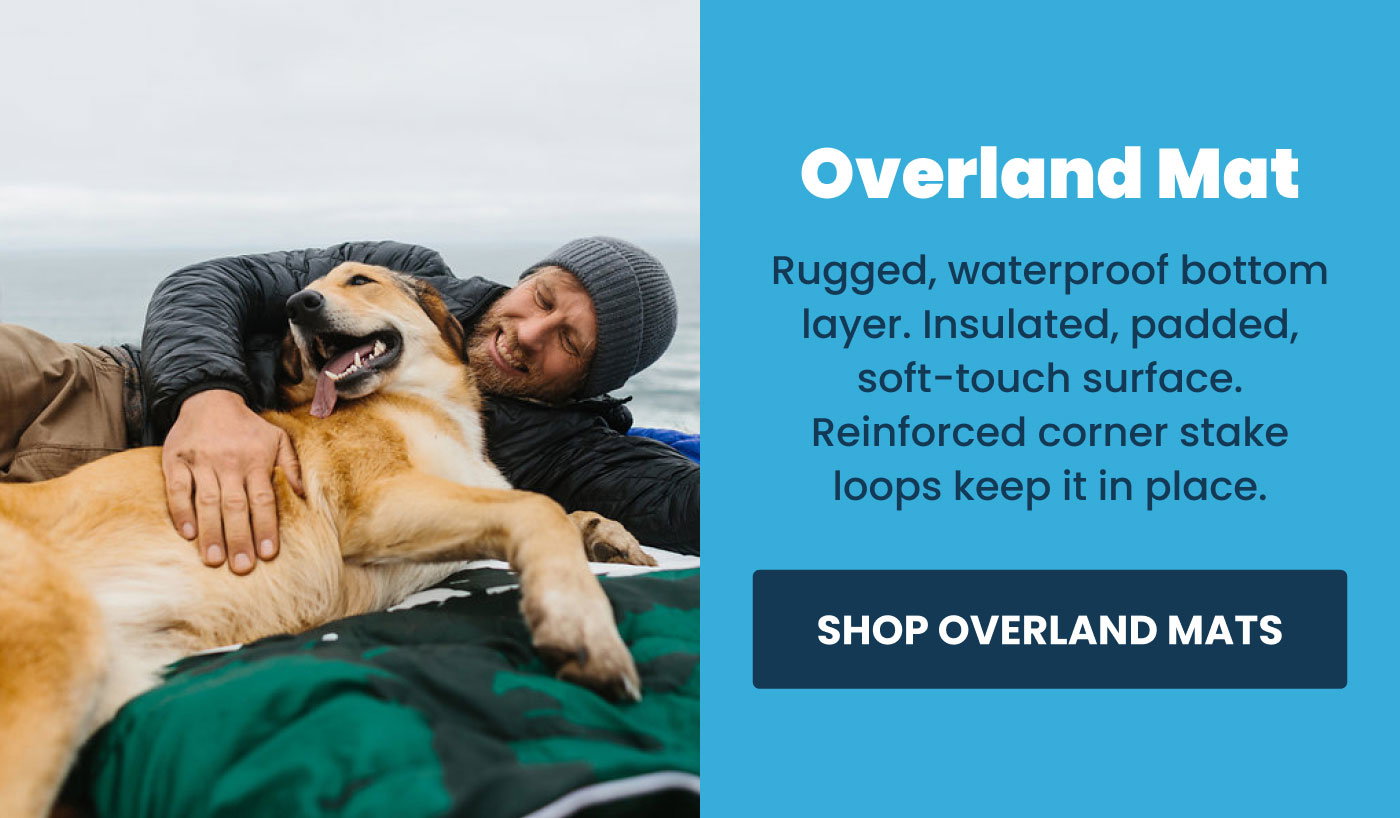 Give Dad a Rumpl Overland Mat for Father's Day. It's rugged, waterproof, and has reinforced corner loops for staking into place.