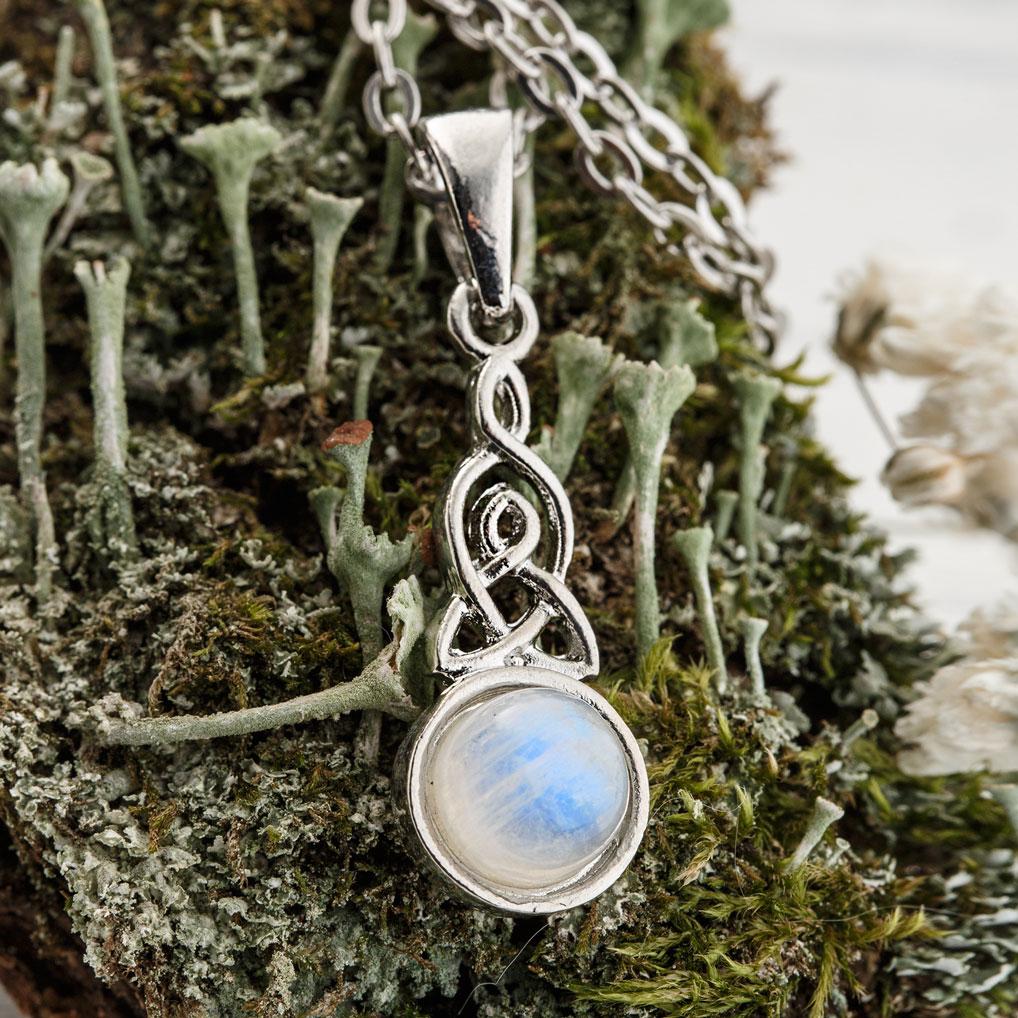 Image of Celtic Knot Moonstone Necklace