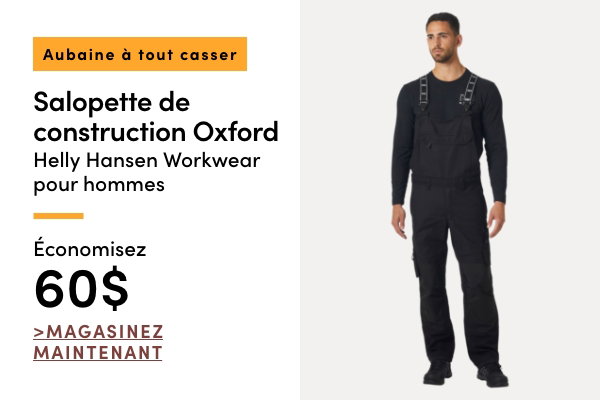 Aubaine à Tout Casser Salopette de construction Oxford Helly Hansen Workwear pour hommes économisez 60$