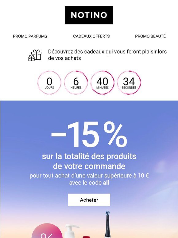 Encore aujourd’hui : 15 % sur toute commande supérieure à 10 €