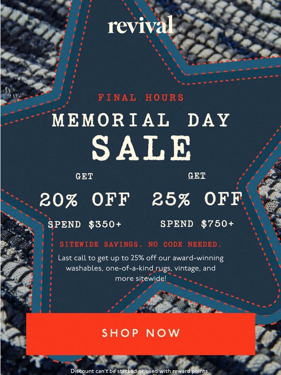 Last chance: up to 25% off sitewide