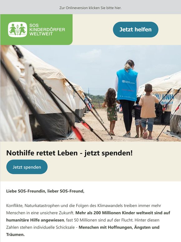 Nothilfe rettet Leben - jetzt spenden!